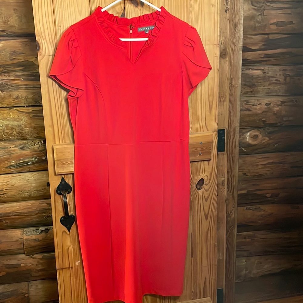 NET Sharagano red business dress